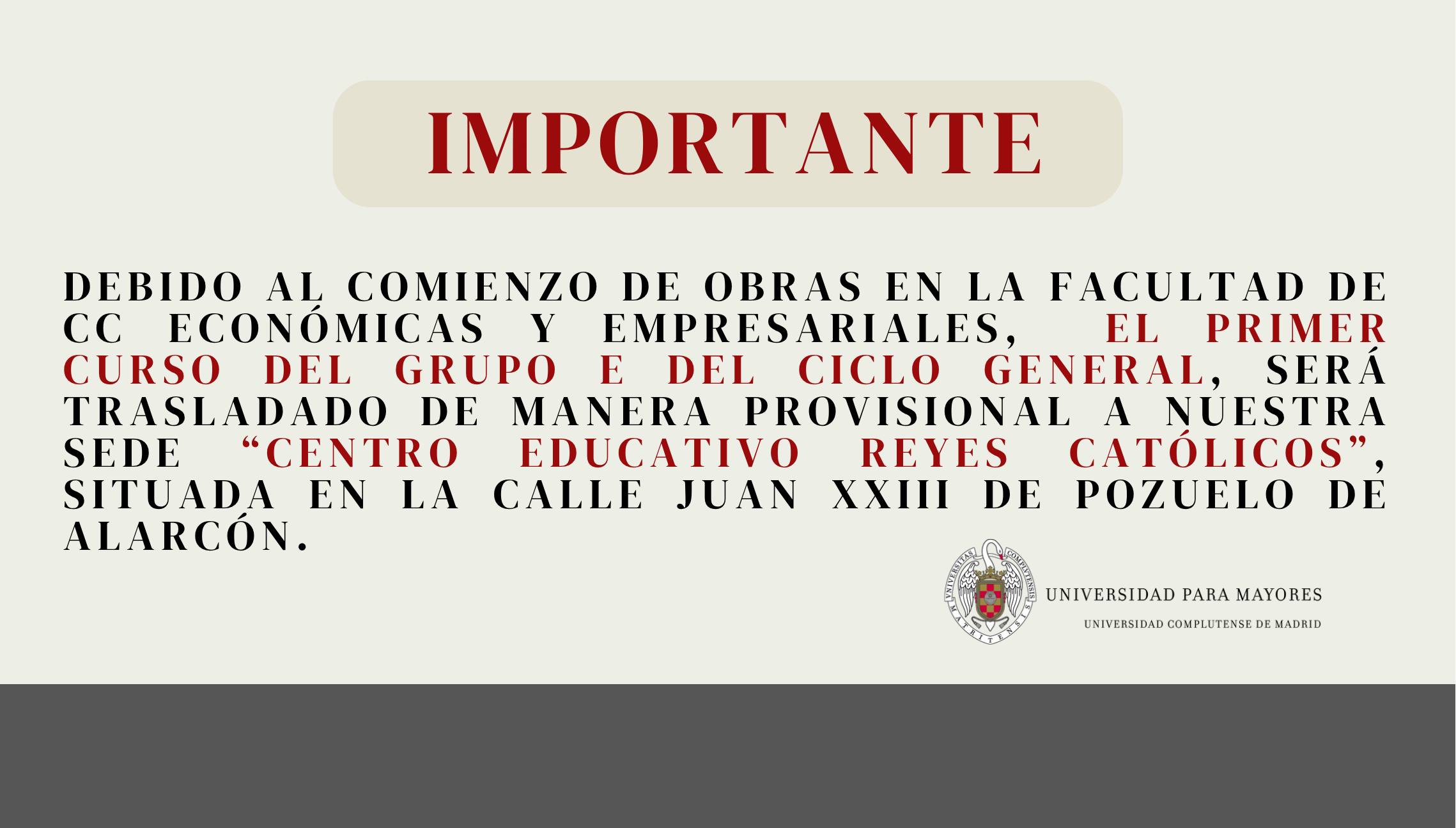 AVISO IMPORTANTE